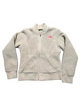 The North Face Girls Beige Sherpa Fleece Jacket, Size M 10 12 Kids